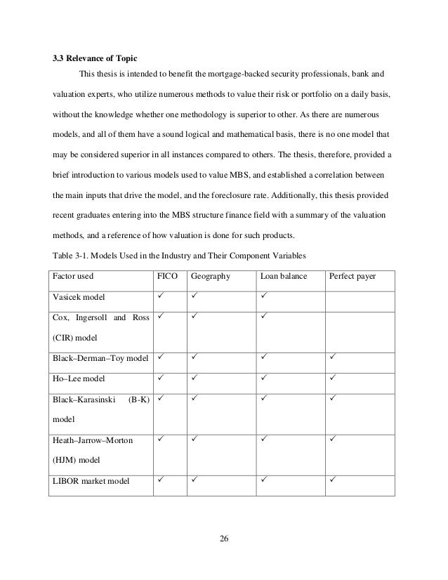 mortgage backed securities thesis